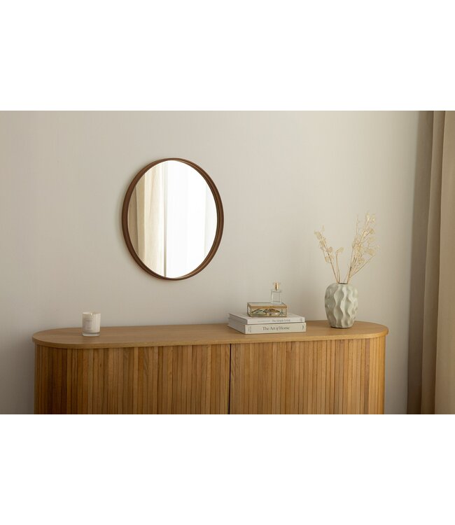 Invicta Interior Wandspiegel PORTRET 70 cm rond met walnoothouten fineer - 48250