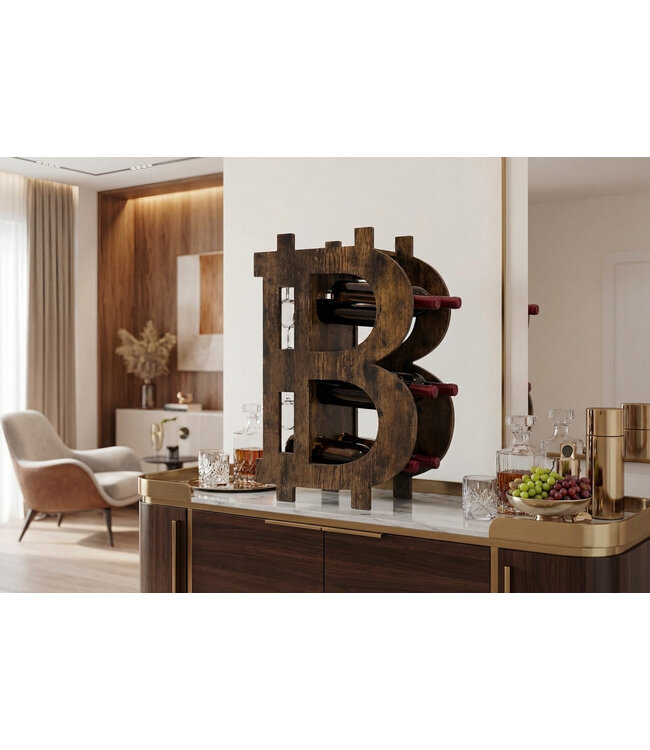 Invicta Interior Wijnrek half BITCOIN 70cm grenen naturel - 48136