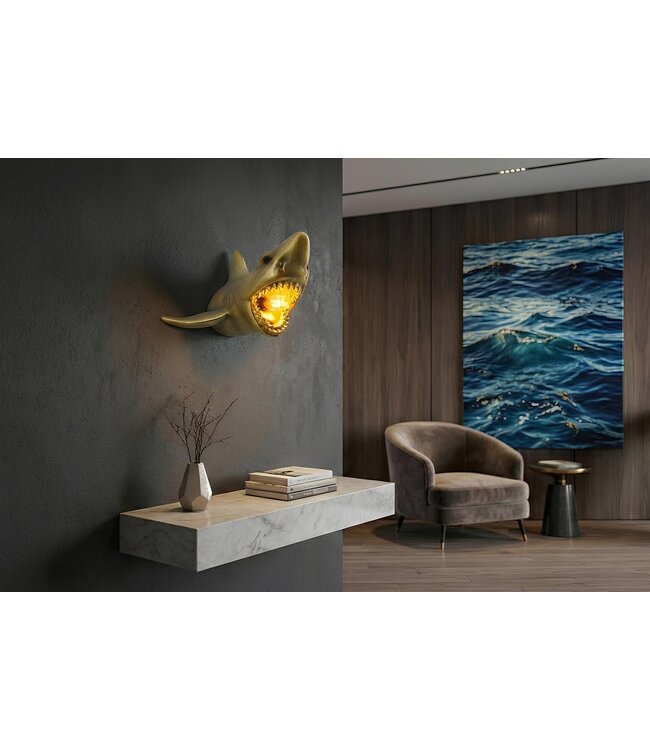 Invicta Interior Wandlamp SHARK 40cm handgemaakt goud - 48030