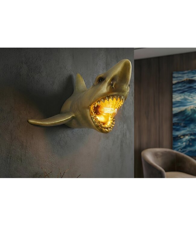 Invicta Interior Wandlamp SHARK 40cm handgemaakt goud - 48030