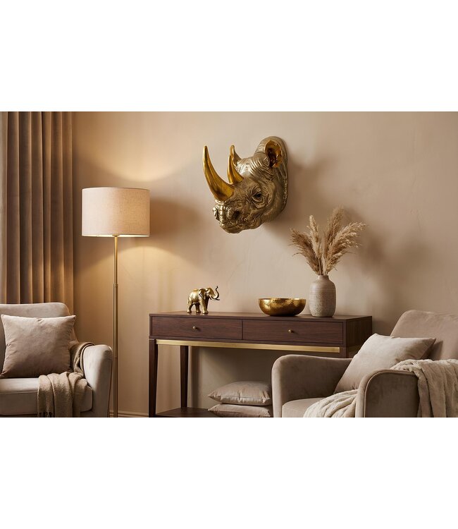 Invicta Interior Wanddecoratie RHINO 40cm handgemaakt goud - 48019