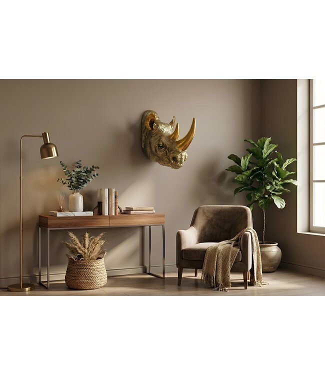 Invicta Interior Wanddecoratie RHINO 40cm handgemaakt goud - 48019
