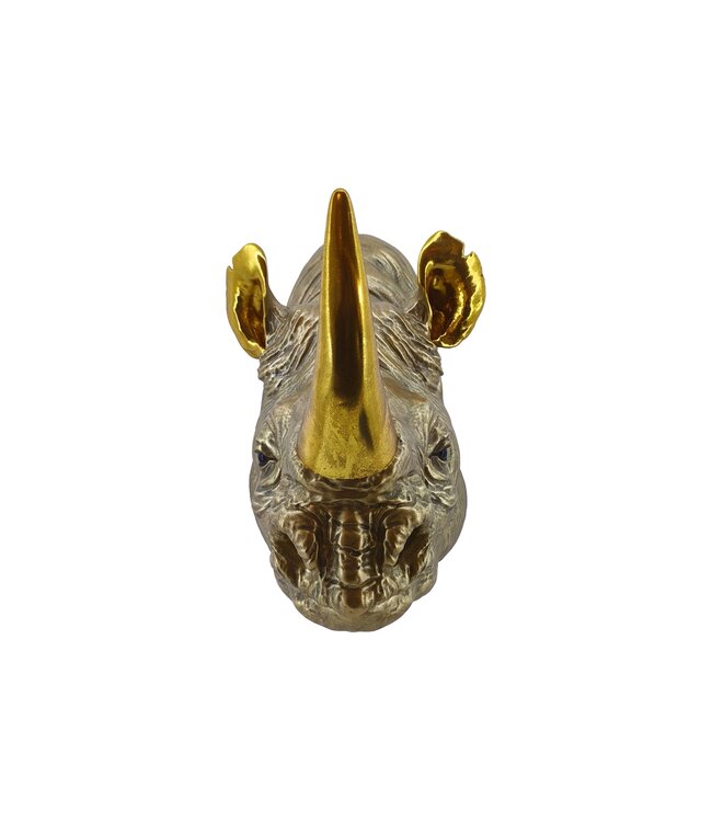 Invicta Interior Wanddecoratie RHINO 40cm handgemaakt goud - 48019