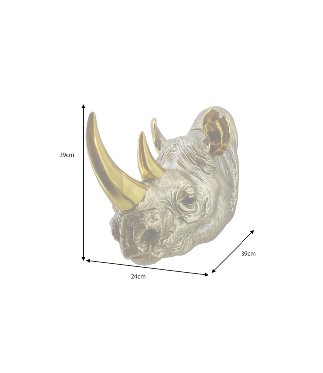 Invicta Interior Wanddecoratie RHINO 40cm handgemaakt goud - 48019