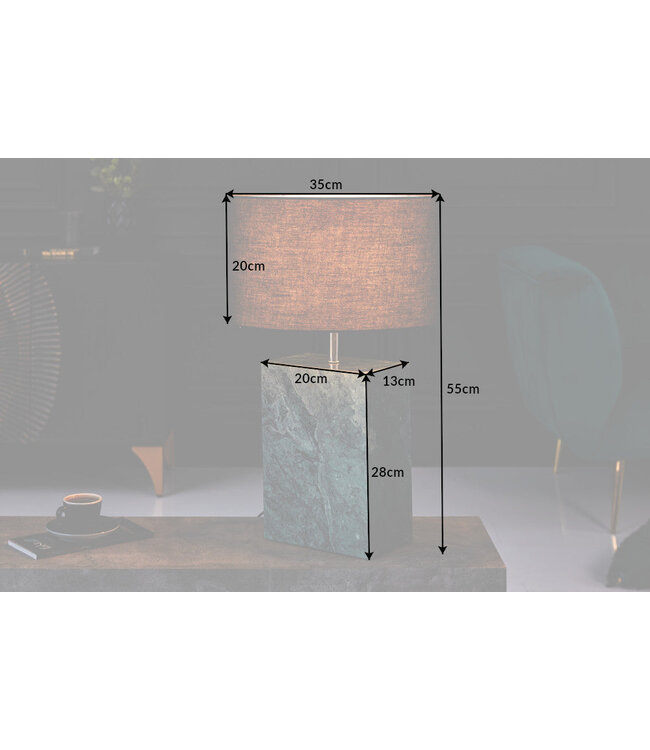 Invicta Interior Tafellamp NOBLE 35 cm voet marmergroen zonder lampenkap - 40902