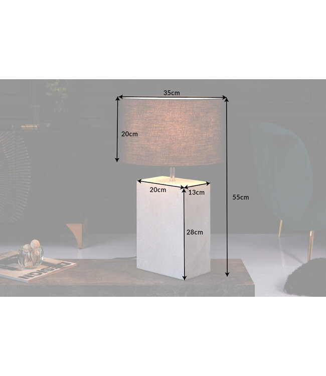 Invicta Interior Tafellamp NOBLE 35 cm voet marmerwit zonder lampenkap - 40903