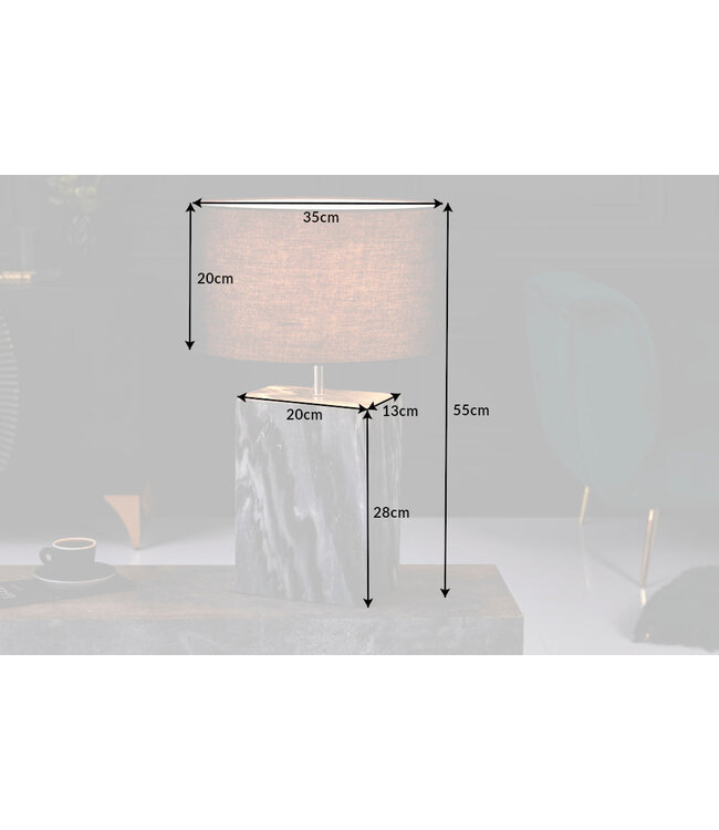 Invicta Interior Tafellamp NOBLE 35 cm voet marmerzwart zonder lampenkap - 40901