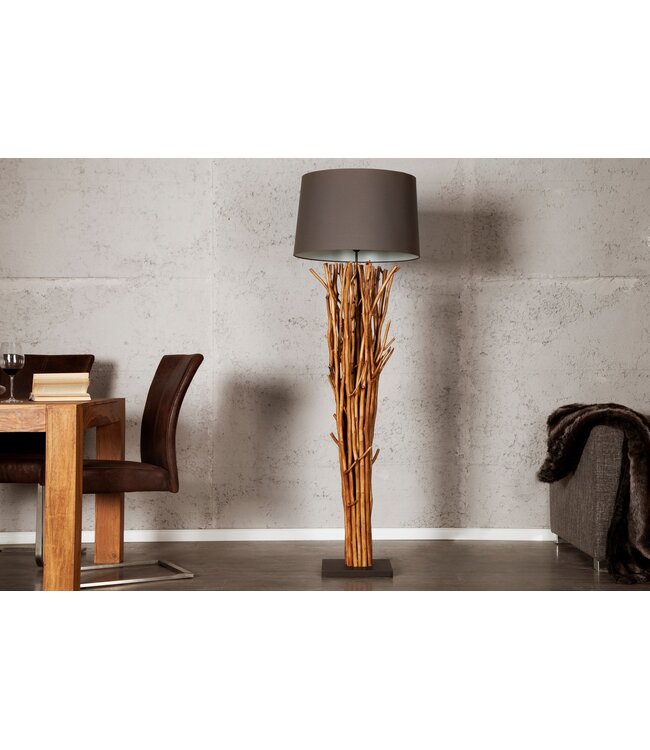 Invicta Interior Lampenkap 48x35x55cm linnen grijsbruin voor staande lamp - 19472-2