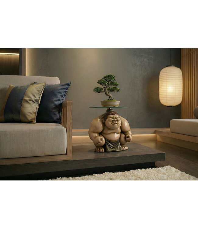 Invicta Interior Bijzettafel SUMO 30 cm rond glas beige - 48014