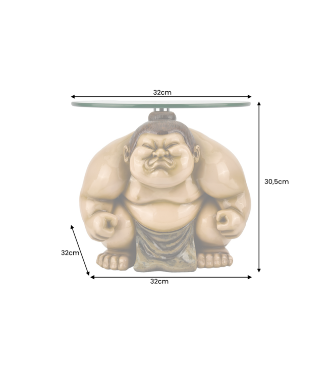 Invicta Interior Bijzettafel SUMO 30 cm rond glas beige - 48014