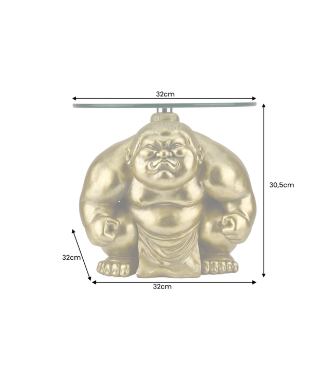 Invicta Interior Bijzettafel SUMO 30 cm rond glas goud - 48013