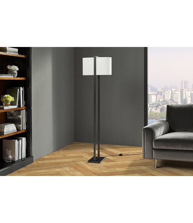 Invicta Interior Vloerlamp COLLEEN 160 cm, metaal, zwart met witte lampenkap - 47903