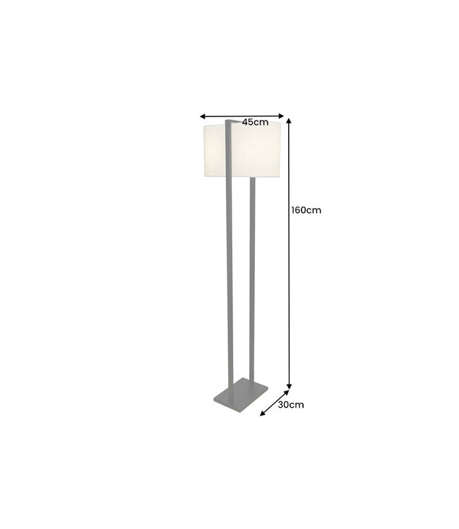 Invicta Interior Vloerlamp COLLEEN 160 cm, metaal, zwart met witte lampenkap - 47903