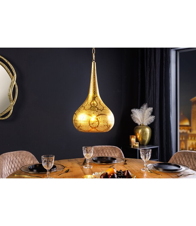 Invicta Interior Hanglamp ORIENT LIVING 50 cm ijzer met gouden decoratie - 44897