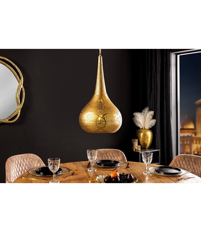 Invicta Interior Hanglamp ORIENT LIVING 50 cm ijzer met gouden decoratie - 44897