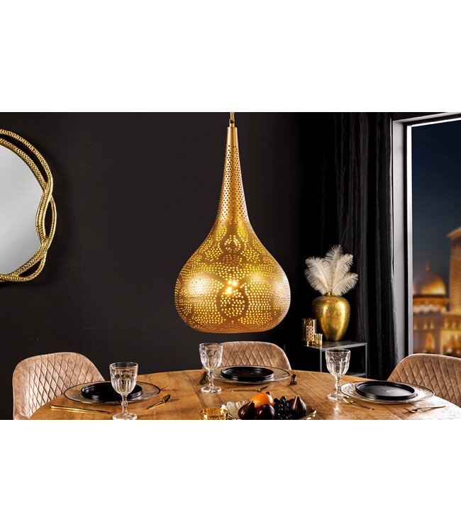Invicta Interior Hanglamp ORIENT LIVING 50 cm ijzer met gouden decoratie - 44897