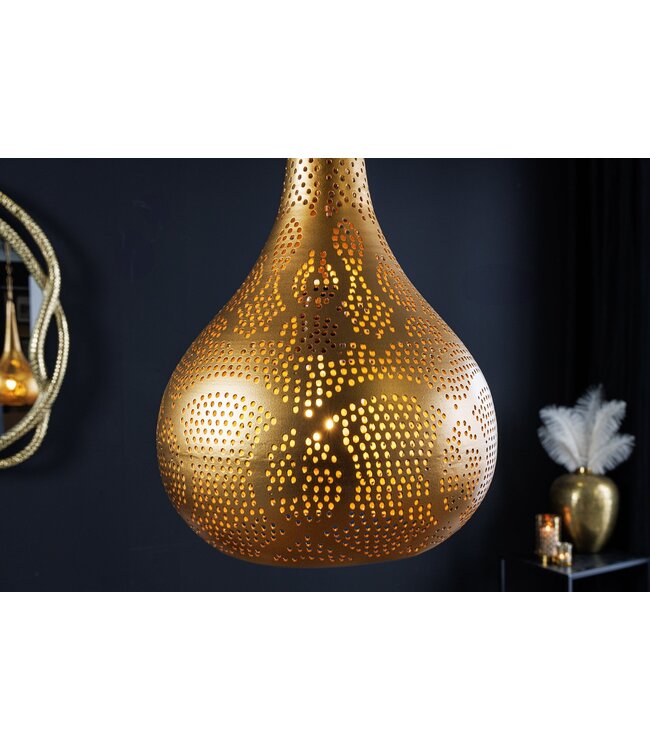 Invicta Interior Hanglamp ORIENT LIVING 50 cm ijzer met gouden decoratie - 44897