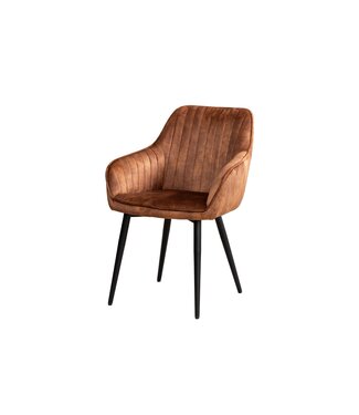 Invicta Interior Stoel TURIN met armleuningen van roestbruin fluweel - 46656