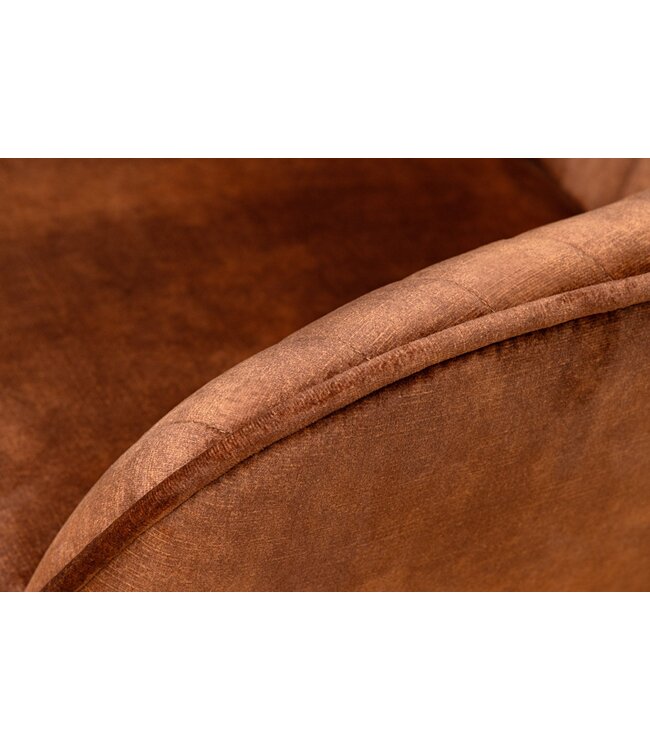 Invicta Interior Stoel TURIN met armleuningen van roestbruin fluweel - 46656