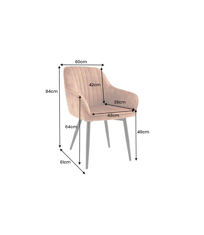 Invicta Interior Stoel TURIN met armleuningen van roestbruin fluweel - 46656