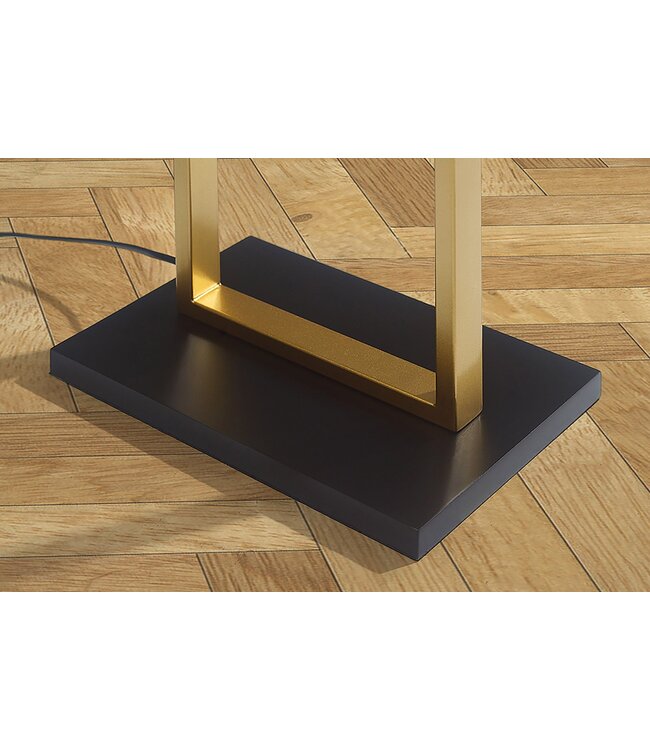 Invicta Interior Vloerlamp COLLEEN 160 cm, metaal, goudkleurig met zwarte voet en lampenkap - 47904