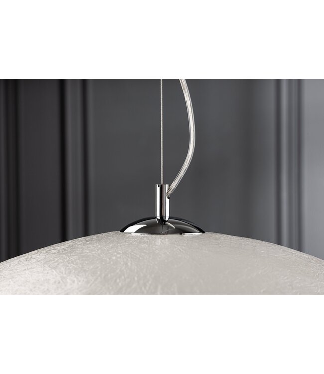 Invicta Interior Hanglamp GLOW 70cm van glasvezel, wit en zilver - 10723