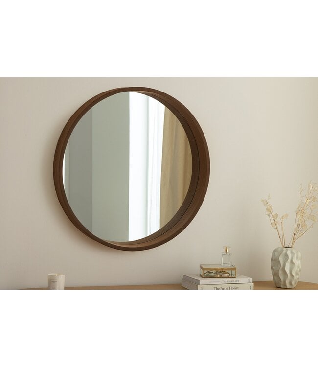 Invicta Interior Wandspiegel PORTRET 70 cm rond met walnoothouten fineer - 48256