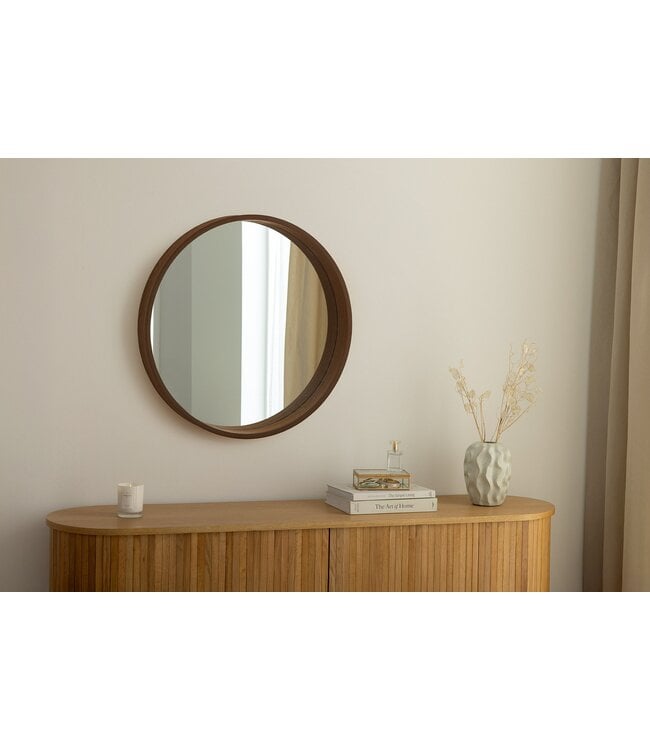 Invicta Interior Wandspiegel PORTRET 70 cm rond met walnoothouten fineer - 48256