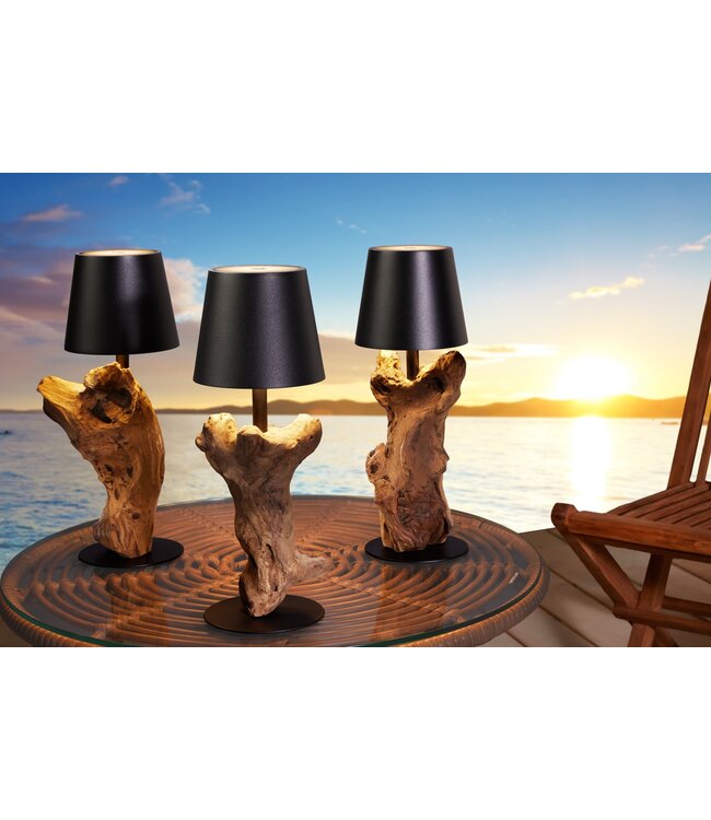 Invicta Interior LED-tafellamp op batterijen HYPNOTIC TO GO 30 cm zwart naturel oplaadbaar met touchdimmer snoerloos - 44098