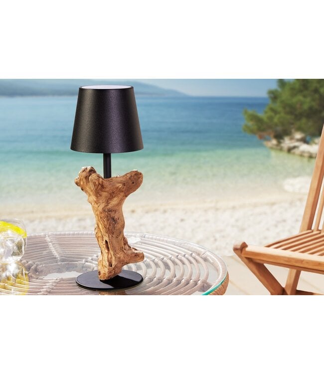 Invicta Interior LED-tafellamp op batterijen HYPNOTIC TO GO 30 cm zwart naturel oplaadbaar met touchdimmer snoerloos - 44098