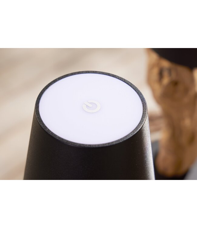 Invicta Interior LED-tafellamp op batterijen HYPNOTIC TO GO 30 cm zwart naturel oplaadbaar met touchdimmer snoerloos - 44098