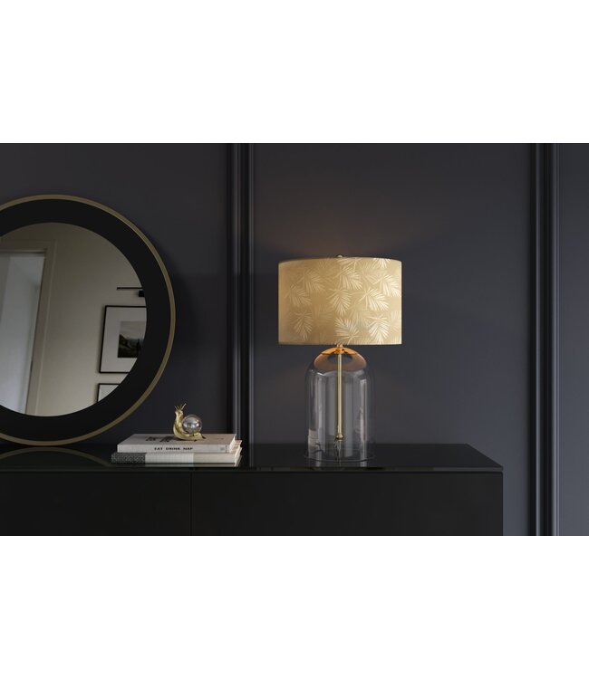 Invicta Interior Tafellamp CLASSICO 50 cm lampenkap wit goudkleurig glas transparant goud - 46012