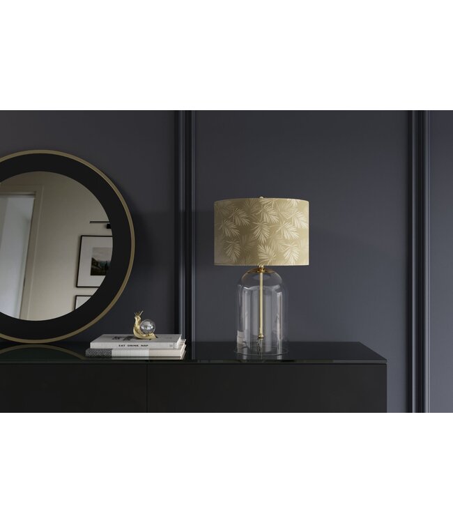 Invicta Interior Tafellamp CLASSICO 50 cm lampenkap wit goudkleurig glas transparant goud - 46012