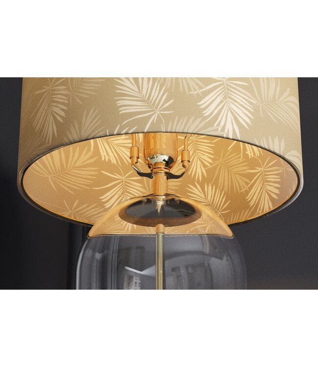 Invicta Interior Tafellamp CLASSICO 50 cm lampenkap wit goudkleurig glas transparant goud - 46012