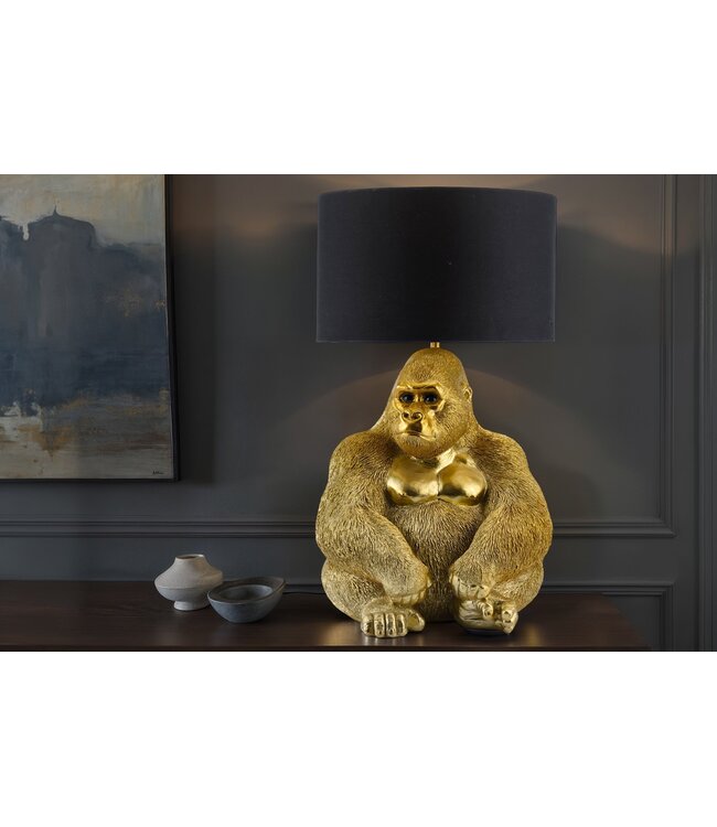 Invicta Interior Tafellamp KING APE 55 cm met goudkleurige en zwarte kap - 48026