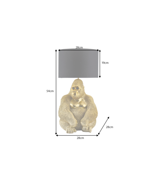 Invicta Interior Tafellamp KING APE 55 cm met goudkleurige en zwarte kap - 48026
