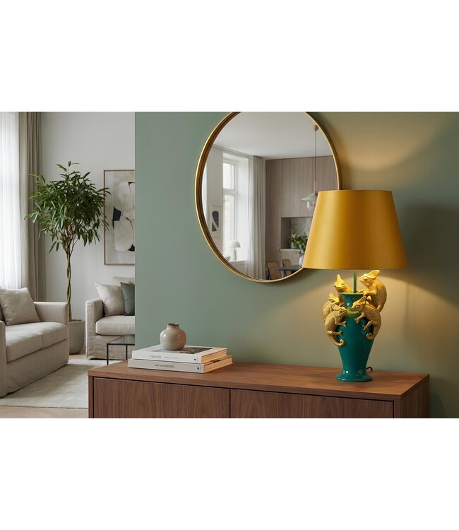 Invicta Interior Tafellamp CHAMELEON 55 cm groen goud geel kap - 48027