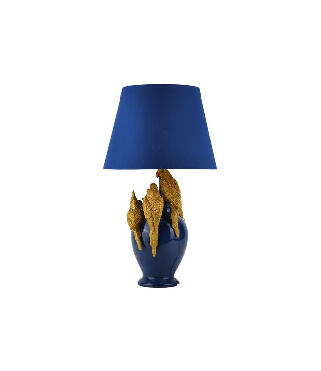 Invicta Interior Tafellamp PARROT 50 cm goudblauw met stoffen kap - 48029