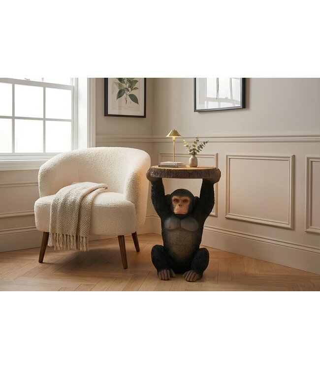 Invicta Interior Bijzettafel AAP 50 cm handgemaakte apensculptuur grijs zwart - 48009