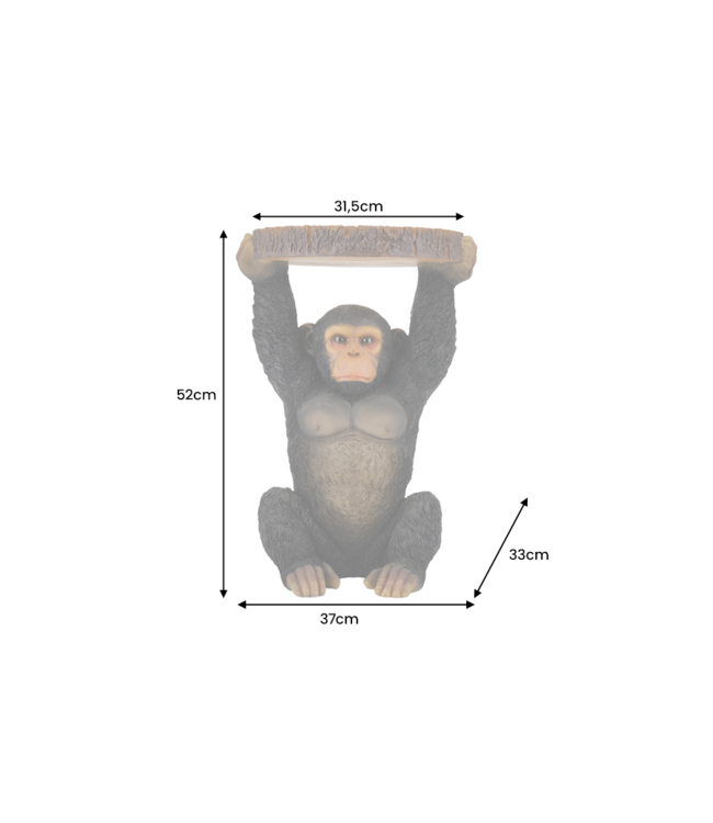 Invicta Interior Bijzettafel AAP 50 cm handgemaakte apensculptuur grijs zwart - 48009