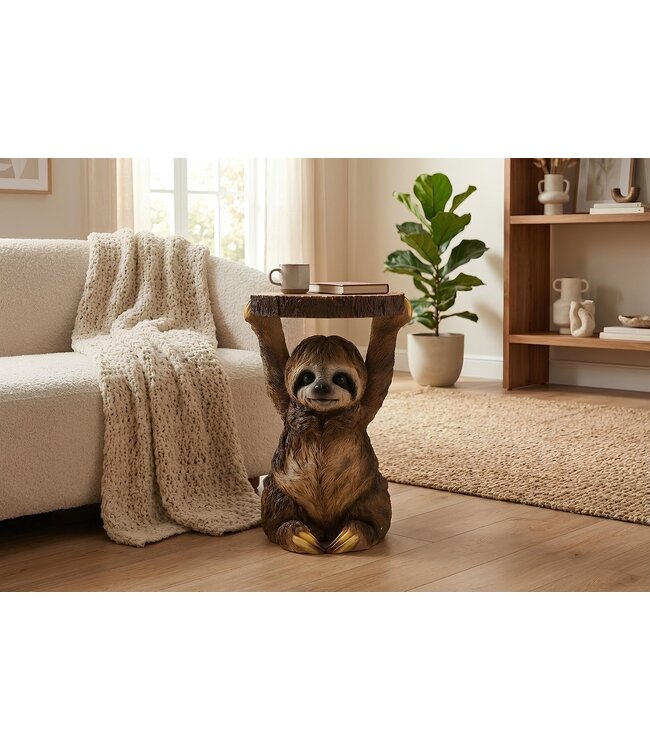 Invicta Interior Bijzettafel SLOTH 50cm handgemaakte luiaard sculptuur grijsbruin - 48010