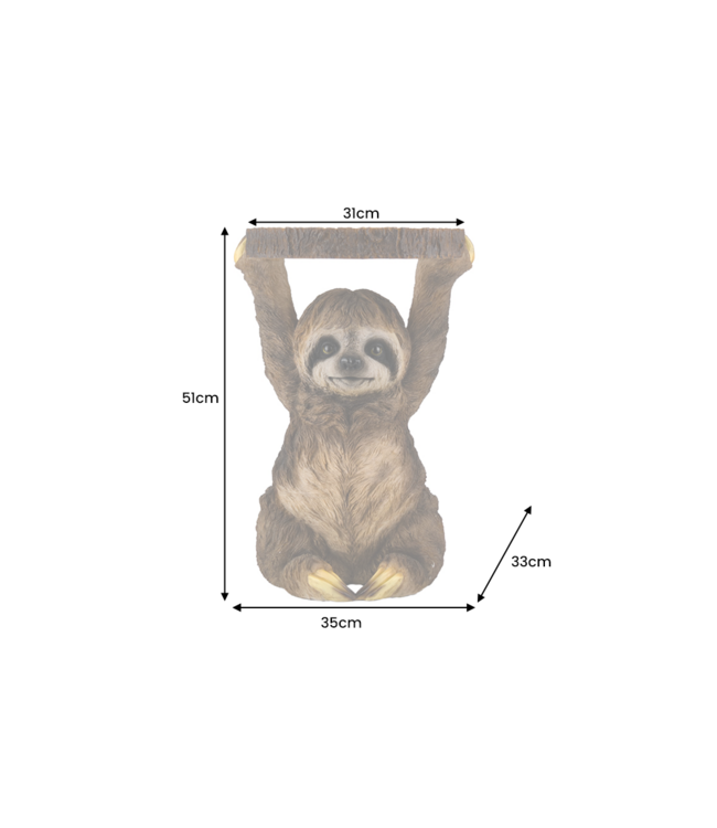 Invicta Interior Bijzettafel SLOTH 50cm handgemaakte luiaard sculptuur grijsbruin - 48010
