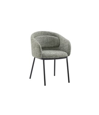 Invicta Interior Stoel FLORENZ met armleuningen, donkergroene stof met structuur en zwart metalen frame. - 47794