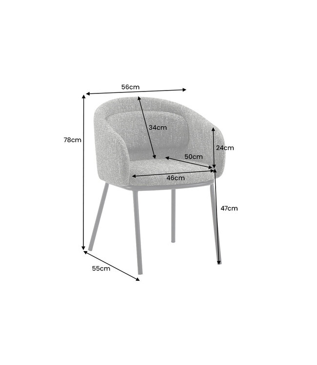 Invicta Interior Stoel FLORENZ met armleuningen, donkergroene stof met structuur en zwart metalen frame. - 47794