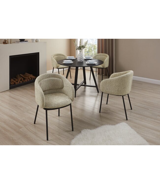 Invicta Interior Stoel FLORENZ met armleuningen, gestructureerde stof, beige, bruin en zwart metalen frame - 47792