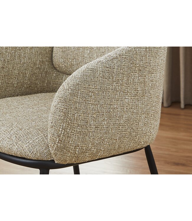 Invicta Interior Stoel FLORENZ met armleuningen, gestructureerde stof, beige, bruin en zwart metalen frame - 47792