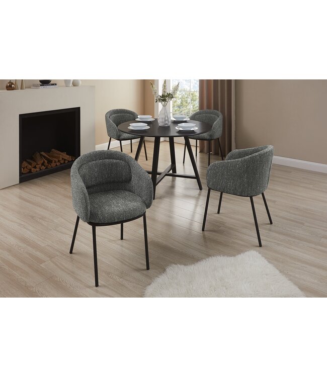 Invicta Interior Stoel FLORENZ met armleuningen, gestructureerde stof, grijs en zwart metalen frame - 47791