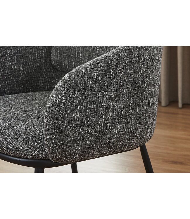 Invicta Interior Stoel FLORENZ met armleuningen, gestructureerde stof, grijs en zwart metalen frame - 47791