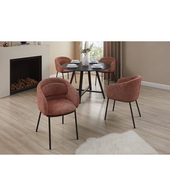 Invicta Interior Stoel FLORENZ met armleuningen, gestructureerde stof, roestbruin en zwart metalen frame - 47793