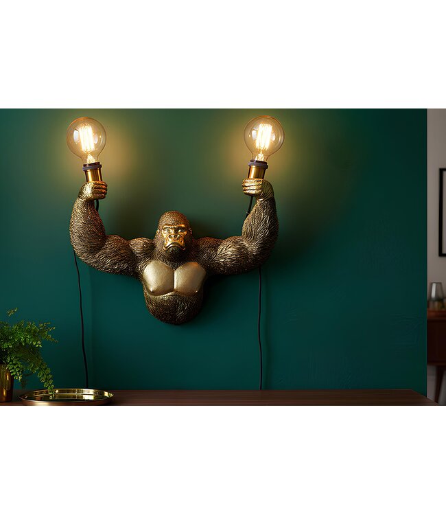 Invicta Interior Wandlamp KING APE 50 cm handgemaakt goud - 48031